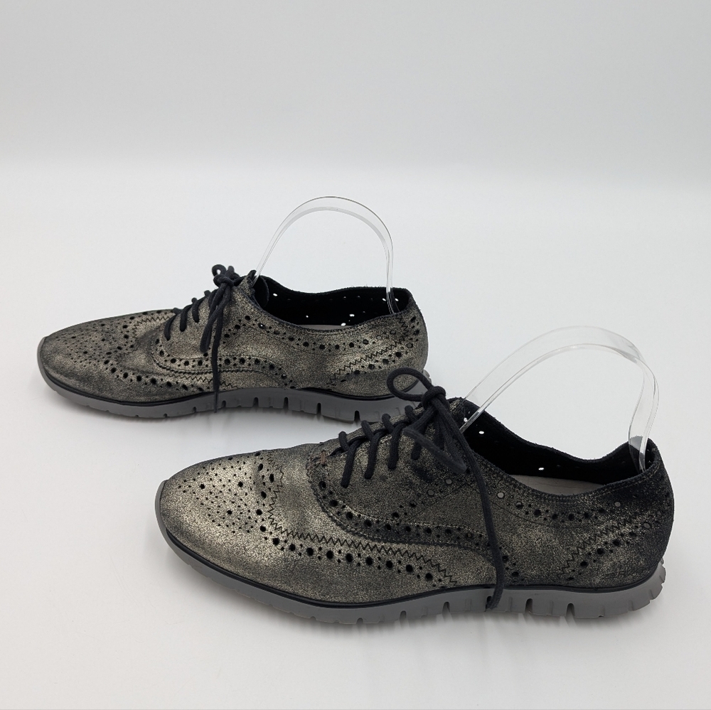 Cole Haan Zerogrand Women's Oxford Sneakers Urban Lace Up 9M Silver Metallic